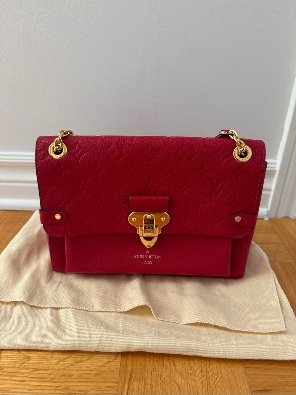 Louis Vuitton Red Monogram Empreinte Chain Shoulder Bag